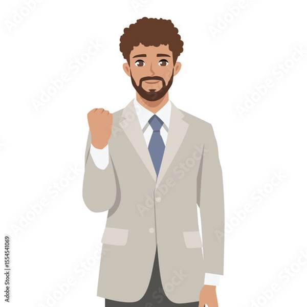 Fototapeta Businessman Ready for Success. Flat Vector character illustration
