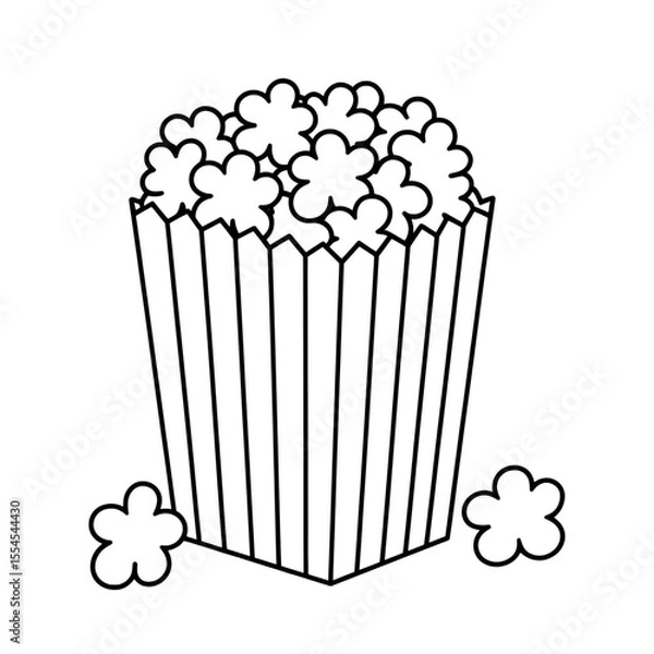Fototapeta Popcorn illustration vector style colouring page