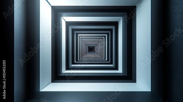 Fototapeta Abstract geometric tunnel perspective with receding squares for modern backgrounds