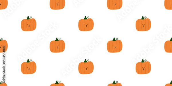 Fototapeta Pumpkin. Little cute Character. Seamless pattern. Vector illustration on white background.