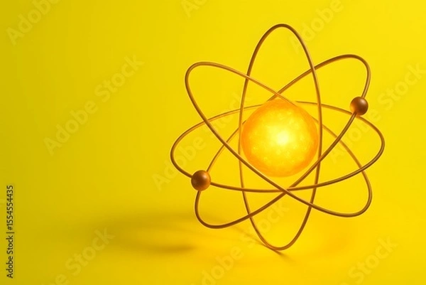 Fototapeta Atomic Energy Concept with Glowing Particles for Science and Education