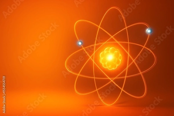 Fototapeta Dynamic Atomic Energy with Glowing Particles for Science and Tech Concepts