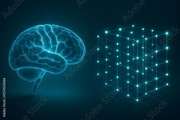 Fototapeta Neural vs. Digital Networks with AI and Brain Connections for Tech Presentations
