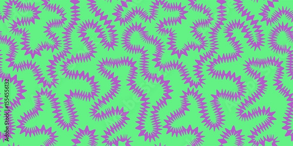Fototapeta Seamless funky groovy abstract Halloween spiky background. Unusual trendy modern psychedelic maze creative repeat pattern. Uneven hand drawn zigzag continuous distorted doodle endless line, stripe.