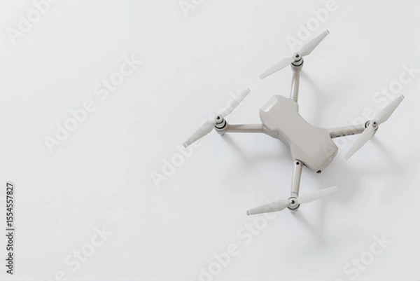 Fototapeta Modern drone on white background from above view  