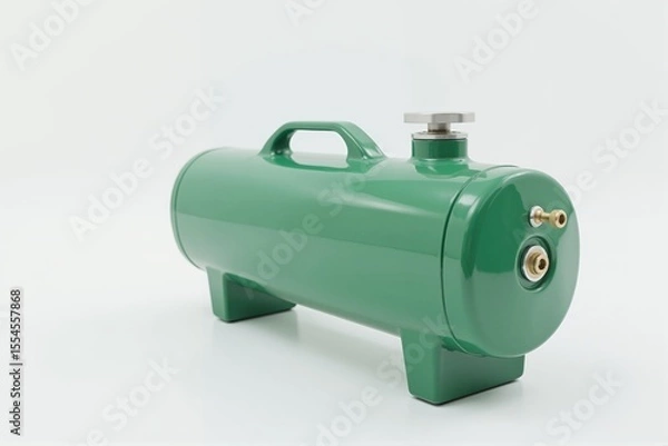 Fototapeta Green gas cylinder on white background in clean design  