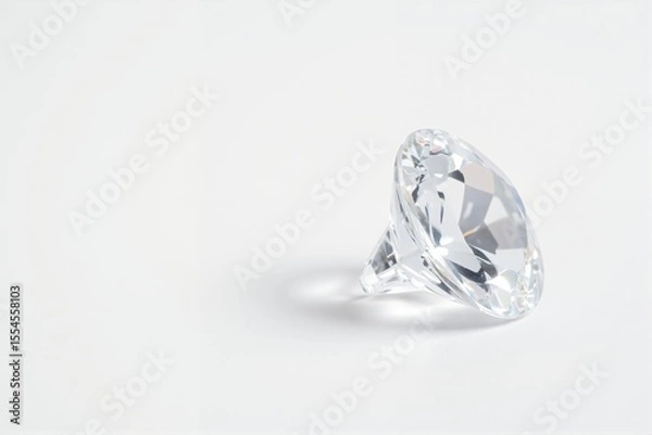 Fototapeta Sparkling diamond ring on white background with elegant design  