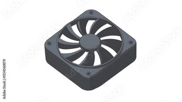 Fototapeta Computer Cooling Fan Isometric View PC Hardware Component







