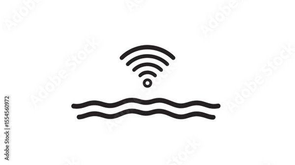 Fototapeta Wireless Internet Signal Over Water Waves Connection







