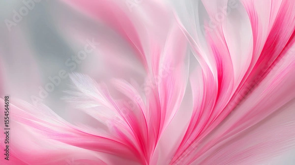 Fototapeta Soft pink and white feather-like patterns, with a dreamy, flowing texture. Ideal for elegant, romantic design themes.