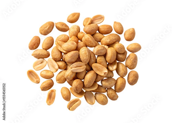 Obraz Pile of roasted peanuts isolated on transparent background