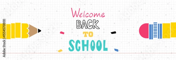 Fototapeta Welcome back to school. Learning and lots of different interesting books to read.