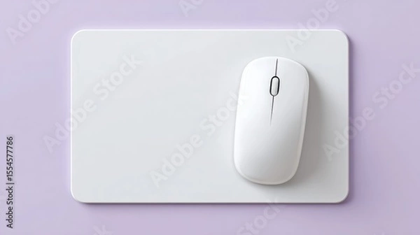 Fototapeta white mouse and mousepad mockup, tech branding and office accessory designs
