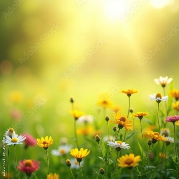 Fototapeta Summer meadow, background. AI generative.