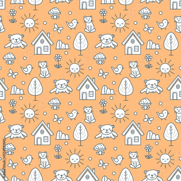Obraz Vector Children's Seamless Pattern Kid Baby Print
