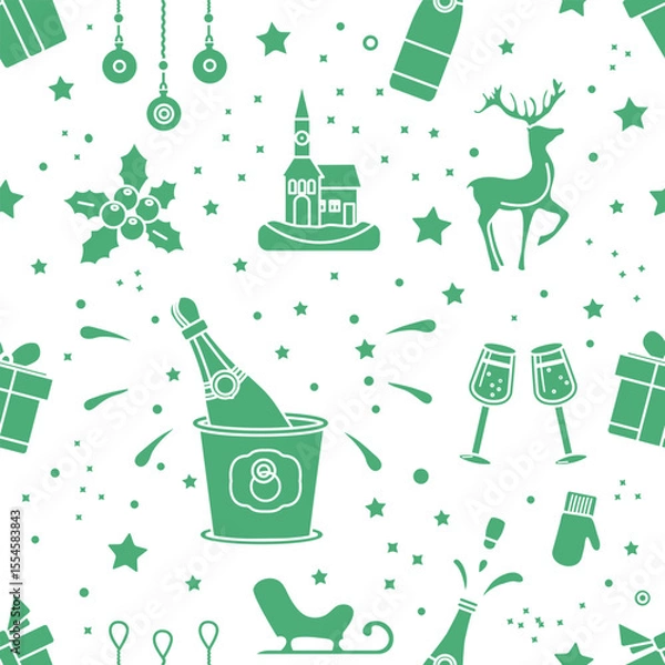 Obraz New year 2025 Christmas vector seamless pattern