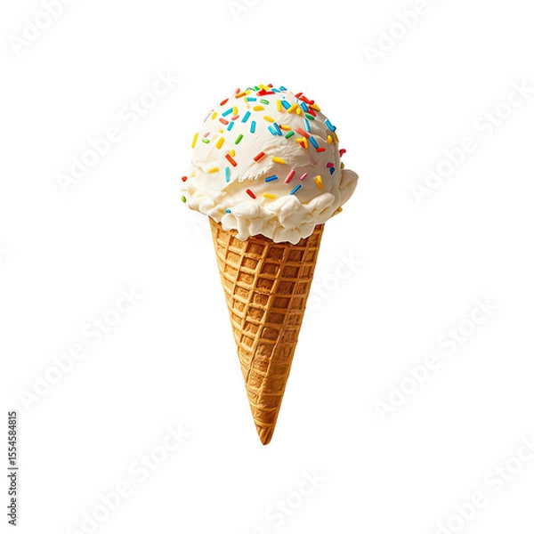 Obraz Vanilla Ice Cream Cone With Sprinkles  Floating In The Air, Generative AI