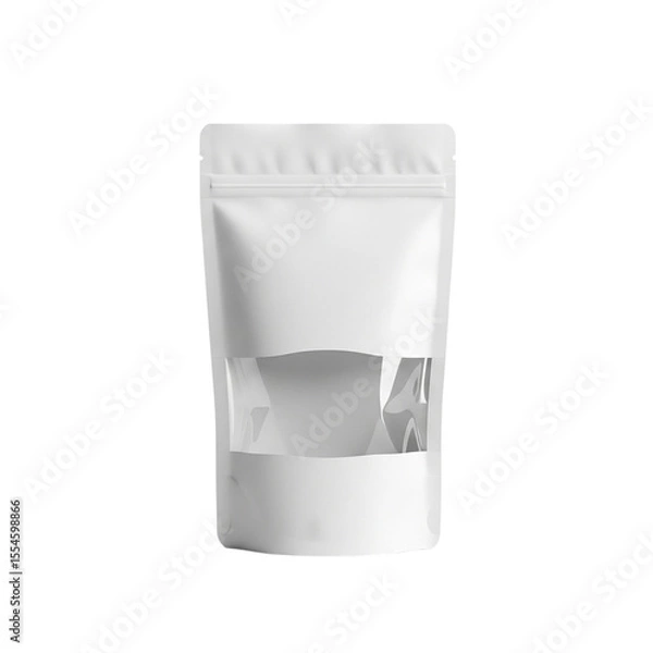 Fototapeta Blank White Doypack Stand Up Pouch with Transparent Window
