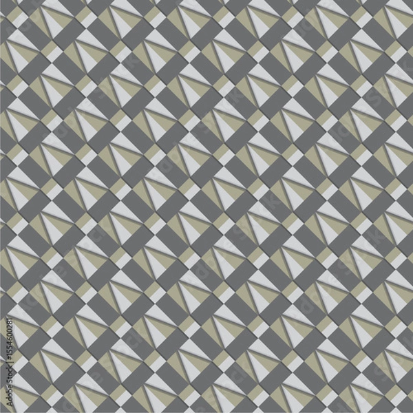 Obraz A stylish and seamless geometric pattern composed of interlocking triangles and diamond shapes in neutral tones, ideal for wall art, wallpapers, fabric designs, or modern digital backgrounds.