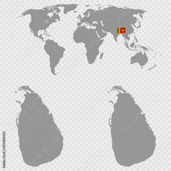 Fototapeta Sri Lanka Map Set with World Location.