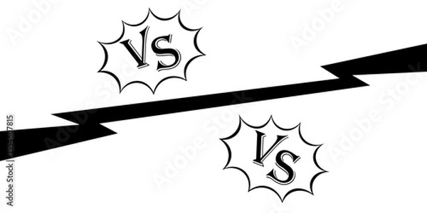 Fototapeta Versus logo vs letters for sports and fight competition. MMA, UFS, Battle, vs match, game concept competitive vs of floodlights vector design.