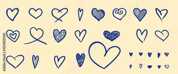Obraz Hand drawn heart shapes collection. Vector illustration.