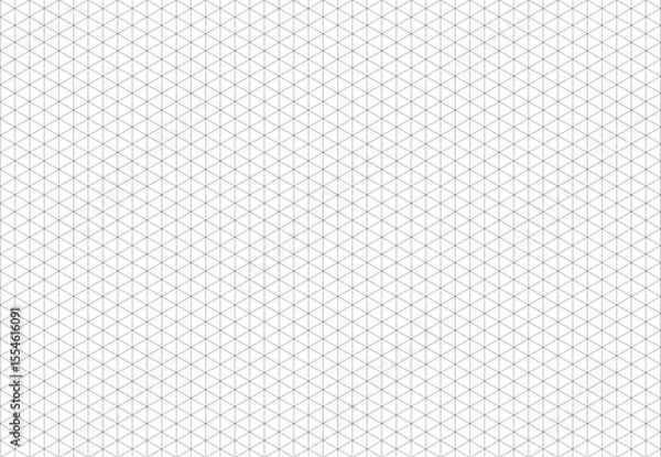 Fototapeta Isometric grid. Black line guides. Printable 3d perspective backdrop. Notebook sheet blank. Squared grid. Mathematics, typography pattern for making notebooks production for school.