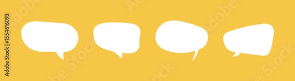 Fototapeta Set of speech bubbles for text. Chatting simple symbol. Message balloons, stickers, social media chat box. Doodle style forms. Information, idea, speak sign, quote, dialogue frames.