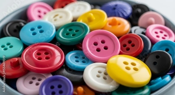 Obraz Colorful Sewing Buttons Closeup Assorted Colors Crafting Supplies