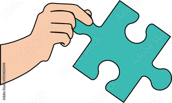 Fototapeta パズルを手に持っているグラフィック素材イラスト