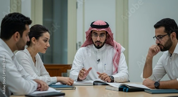 Obraz Collaborative Meeting: Diverse Team Discusses Business Strategy