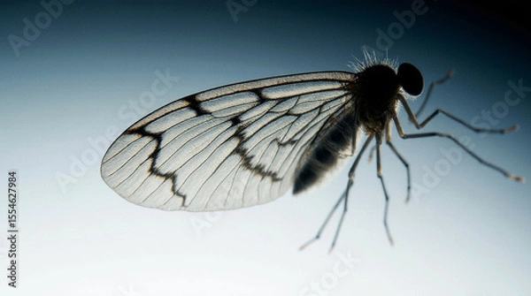 Fototapeta  Microphotography and Close-Up of a Translucent Insect Wing Featuring Intricate Fractal Patterns, Backlit by Soft Natural Light, Showcasing Hyper-Realistic Details in a Scientific and Artistic Hybrid 