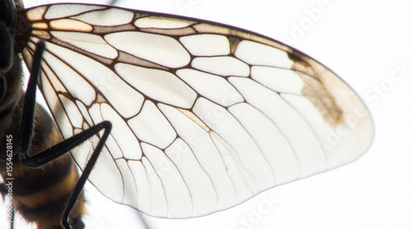 Fototapeta  Microphotography and Close-Up of a Translucent Insect Wing Featuring Intricate Fractal Patterns, Backlit by Soft Natural Light, Showcasing Hyper-Realistic Details in a Scientific and Artistic Hybrid 