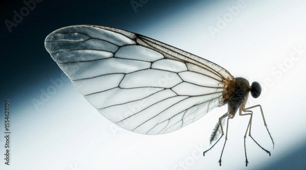 Fototapeta  Microphotography and Close-Up of a Translucent Insect Wing Featuring Intricate Fractal Patterns, Backlit by Soft Natural Light, Showcasing Hyper-Realistic Details in a Scientific and Artistic Hybrid 