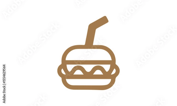Obraz Modern Minimalist Line Art Hamburger Drink Icon: Brown, Simple, and Clean Design ai generated