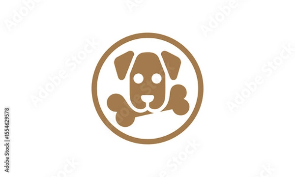 Obraz Simple Brown Dog and Bone Logo, Pet Shop, Veterinary Clinic, or Dog Treat Brand Icon ai generated