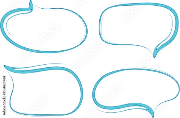 Fototapeta colorful light blue creative abstract outline speech bubbles set