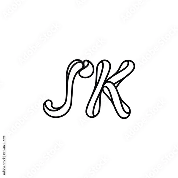 Fototapeta SK monogram logo design letter text name symbol monochrome logotype alphabet character simple logo
