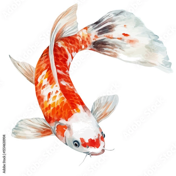 Fototapeta watercolor vector of Koi Fish, isolated on a white background.