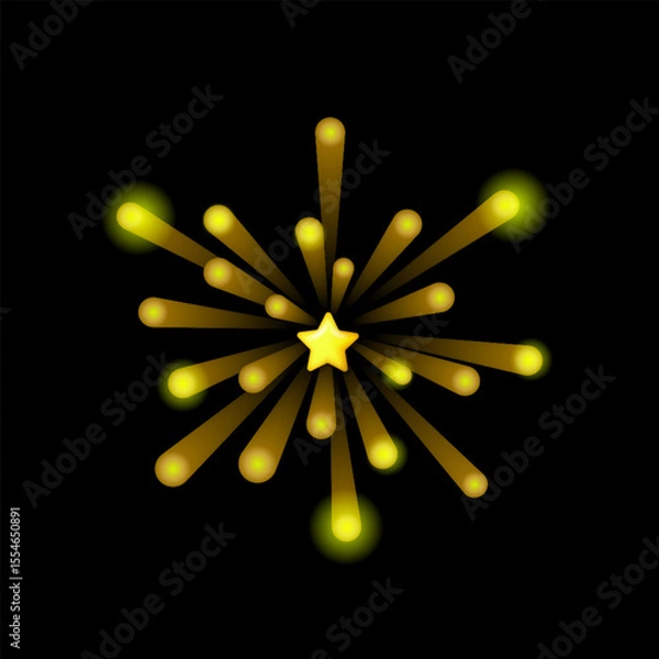Fototapeta Shining rays on dark background. Holiday firework effect