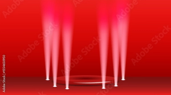 Fototapeta Entertaiment scene background. Scene in the rays of spotlights