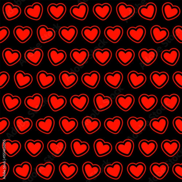 Fototapeta Seamless pattern with red hearts