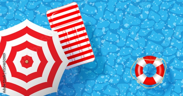 Fototapeta Summer vacation poster with 3d objects