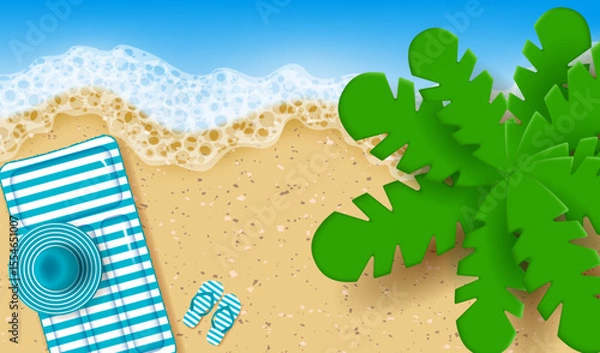 Fototapeta Summer vacation poster with 3d objects