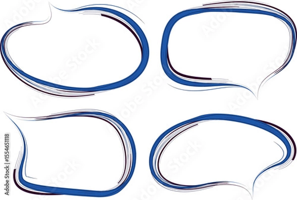 Fototapeta blue colorful creative abstract line pattern speech bubbles set