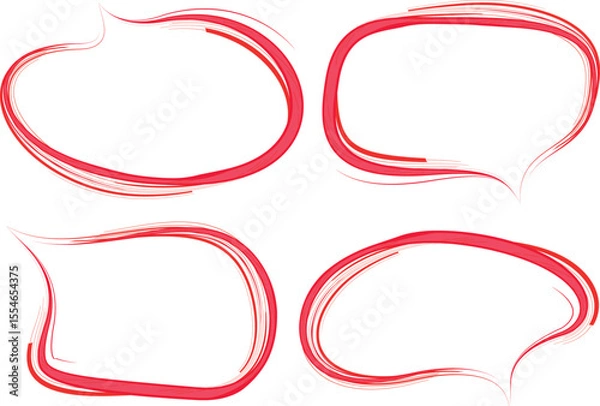 Fototapeta red colorful creative abstract line pattern speech bubbles set