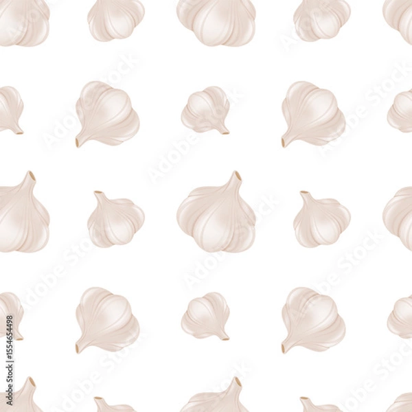 Fototapeta Garlic Icon Emoji Pattern Design. Food Seamless Background Symbols.