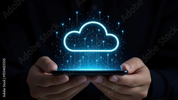 Obraz Conceptual Representation of Cloud Computing with Smartphone