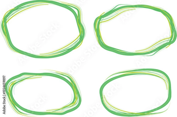 Fototapeta abstract green colorful art line doodle scribble circles set