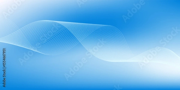 Fototapeta Abstract blue gradient background with shining lines waves. Minimalist background for banner, poster, cover, brochure, flyer, website